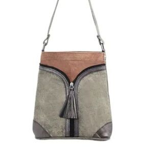 NWT!  Mona B Two-Tone Leather Shoulder Bag